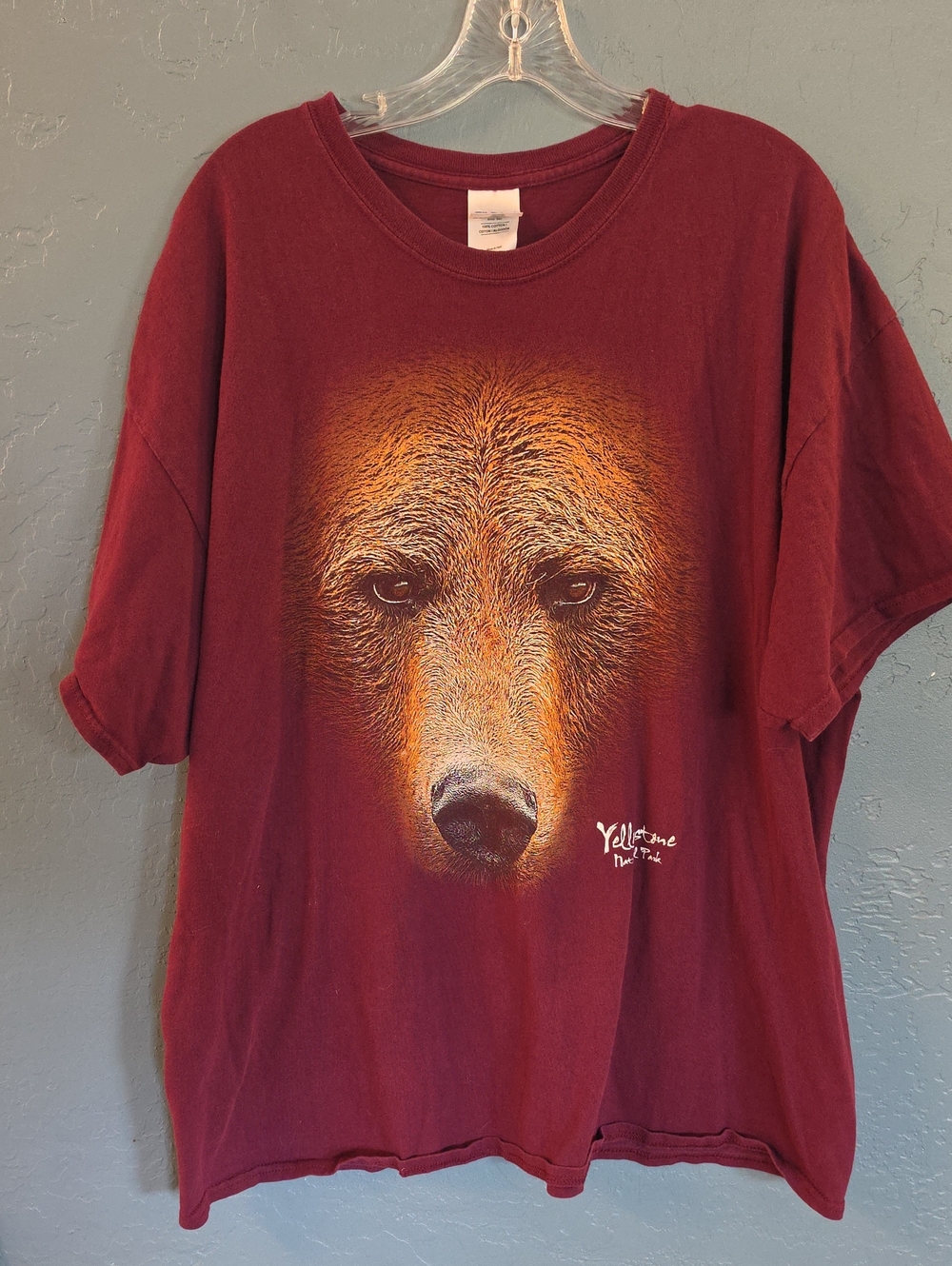 Yellowstone Grizzly Bear Gildan Maroon Short Sleeve Tee